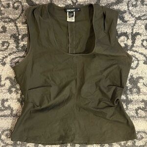 DKNY Olive Green Women's Top Vintage 2000s 90s Size 12